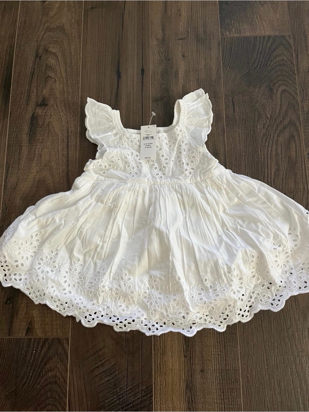 NWT GAP White Eyelet Cotton Flutter Sleeve Baby Girls' Dress